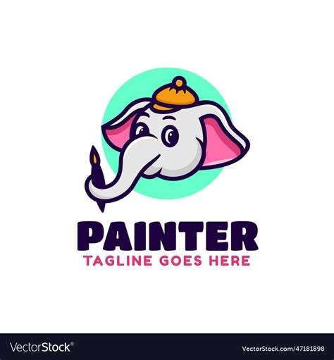 Logo painter mascot cartoon style Royalty Free Vector Image