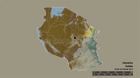 Location Of Tanga Region Of Tanzania Relief Stock Illustration