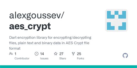 GitHub - alexgoussev/aes_crypt: Dart encryption library for encrypting/decrypting files, plain ...