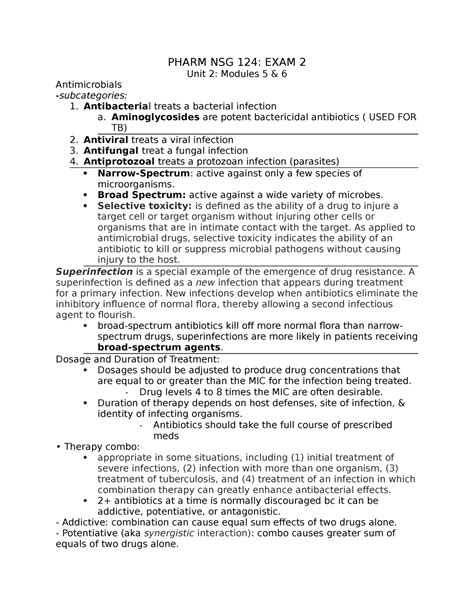 Pharm Nsg Study Guide Ex Pharm Nsg Exam Unit Modules