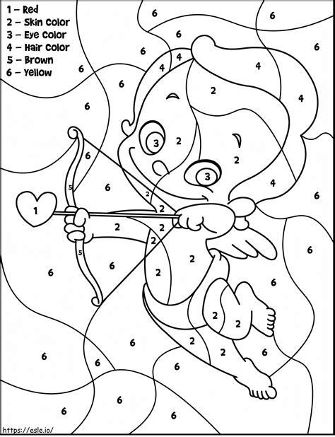 Valentine Cupid Color By Number Coloring Page