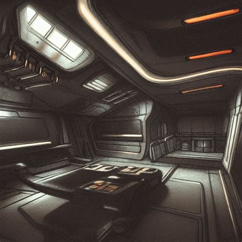 Spaceship Interior Grungy Matte Painting Concept Art Cinematic Lighting Intricate Details ...