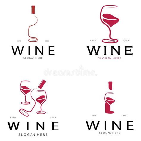 Wine Logo Design Templatevector Illustration Of Icon Vector Stock