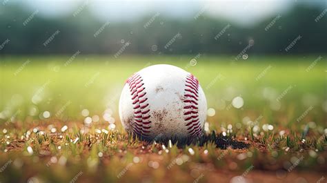 Premium AI Image | a pristine baseball resting on the infield grass ...