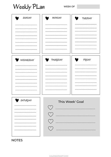 Free Printable Weekly Planner Templates Calendarkart