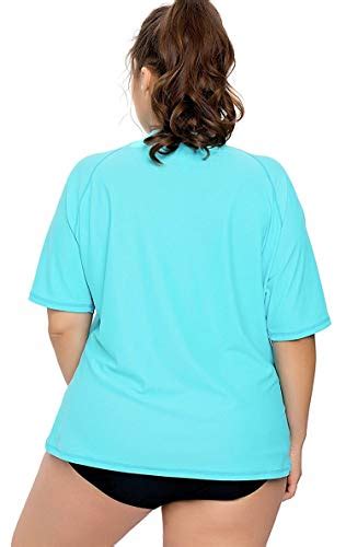 Attraco Women Rashguard Plus Size Short Sleeve Swim Shirts Top Sun