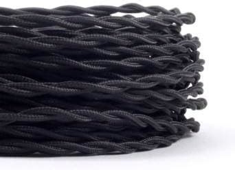 Meters Core Black Antique Braided Twisted Woven Silk Fabric Lamp