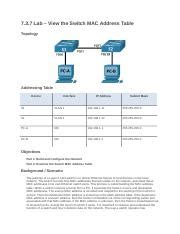 7 3 7 Lab View Te Switch Mac Address Table Docx 7 3 7 Lab View