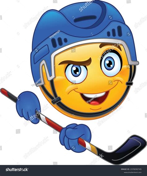 Happy Hockey Emoji Emoticon Player Helmet Stock Vector (Royalty Free ...