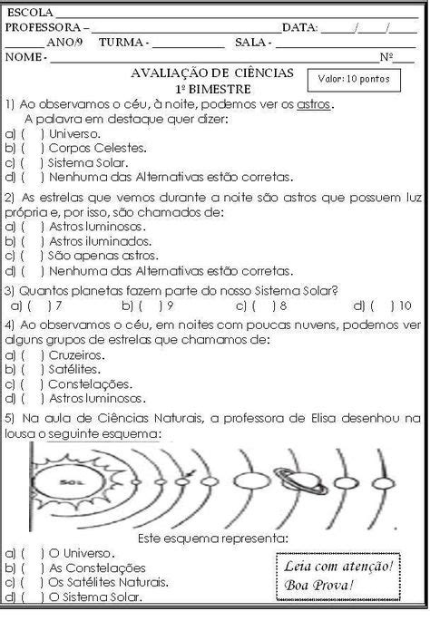 Atividades Sobre O Sistema Solar Questionario Escola Atividades De