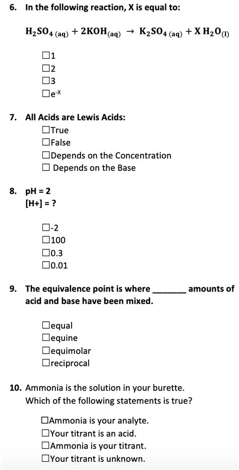 Solved 6. In the following reaction, X is equal to: → K2SO4 | Chegg.com