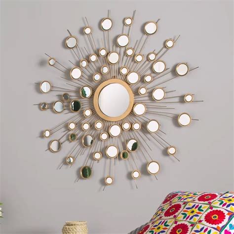 Sunburst Metal Wall Mirror Wooden It Be Nice