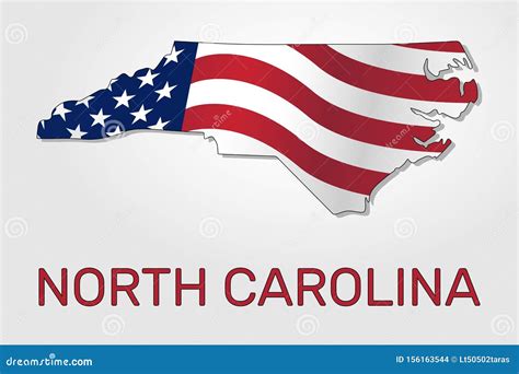 Map Of The State Of North Carolina In Combination With A Waving The