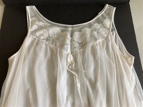 Vintage Lingerie Set White Peignoir And Match Sheer Gem