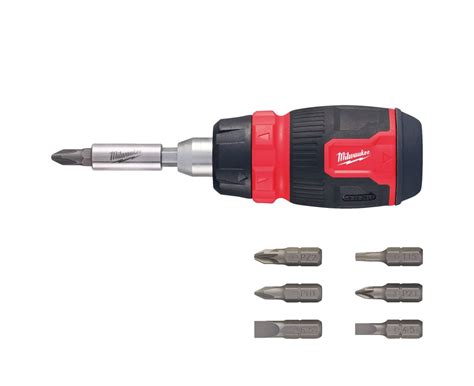 Milwaukee 4932480581 8 In 1 Compact Ratcheting Multi Bit Screwdriver