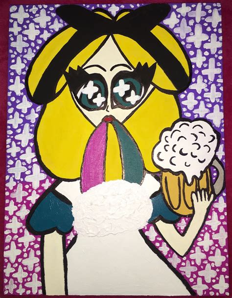 Alice in Wonderland Psychedelic Acrylic Painting Beer Art Booze Puke ...