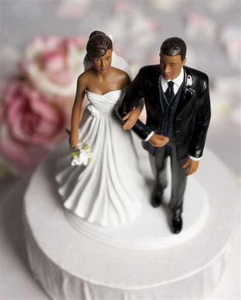 Black Couple Wedding Cake Topper - jenniemarieweddings