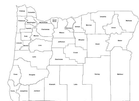 Blank Oregon County Map Labeled Free Download