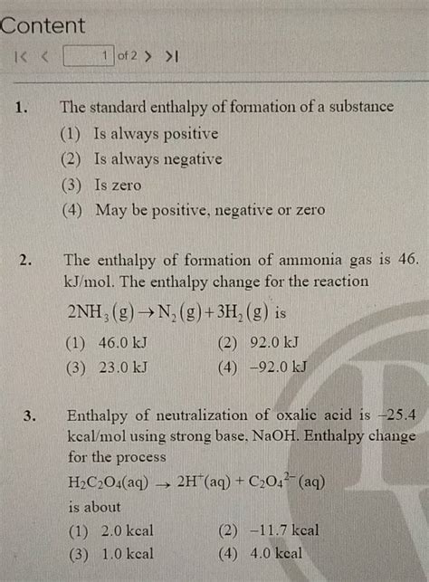 Enthalpy Of Neutralization Of Oxalic Acid Is 25 4 Kcal Mol Using Strong