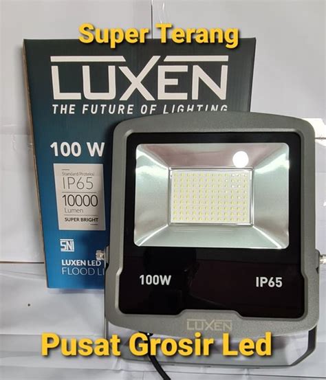 Jual LUXEN LED Floodlight Slim Series 100 Watt 100w Cahaya Putih Di