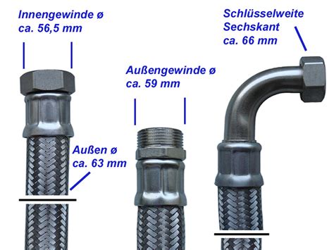 Panzerschlauch 2 ÜM x 2 ÜM mit 90 Edelstahlbogen Flexschlauch DN50