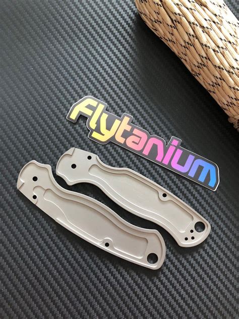 Flytanium Bead Blasted Titanium Lotus Scales For Spyderco Paramilitary