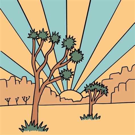 Premium Vector Joshua Tree National Park Landscape Hand Drawn Linear