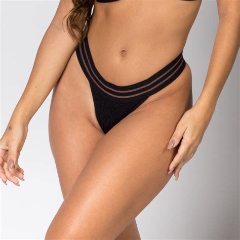 Calcinha Fio Renda Elástico Sexy Soul Preto Ilumine Lingerie