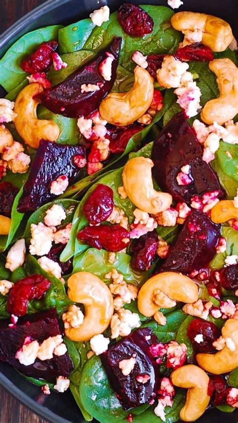 Simple Beet Salad With Goat Cheese Spinach And Pine Nuts Artofit