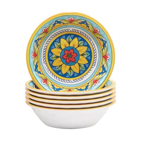 Certified International Palermo 21 09 Fl Oz Assorted Colors Melamine Serving Bowl Set Of 6