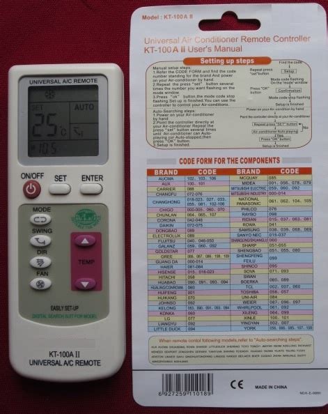 UNIVERSAL A C REMOTE KT 100A II