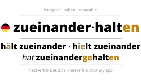 conjugation german zueinanderhalten  forms  verb examples