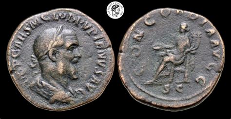 Pupienus Æ Sestertius Rome Mint Ad 238 Rare Vf Roman Imperial Coins