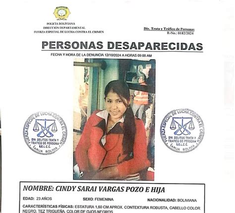 Felcc de Tarija reporta como desaparecida a Cindy de 23 años supuesta