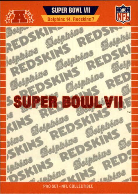 1989 Pro Set Super Bowl Logos 7 Super Bowl Vii Nm Mt Burbank