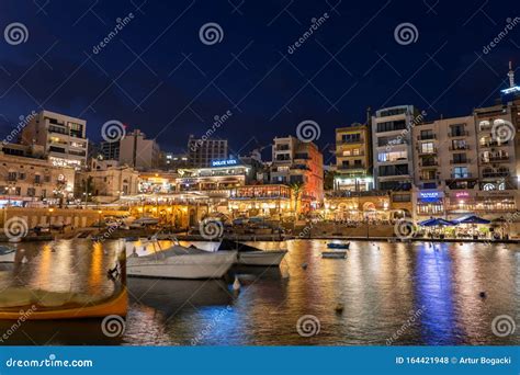 St Julian and Paceville at Night in Malta Editorial Stock Photo - Image of place, residential ...