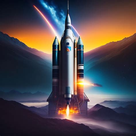 Premium Ai Image Space Rocket Launch Into Space At Night Nasa