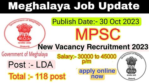 Meghalaya MPSC Recruitment 2023 Meghalaya PSC Meghalaya Job