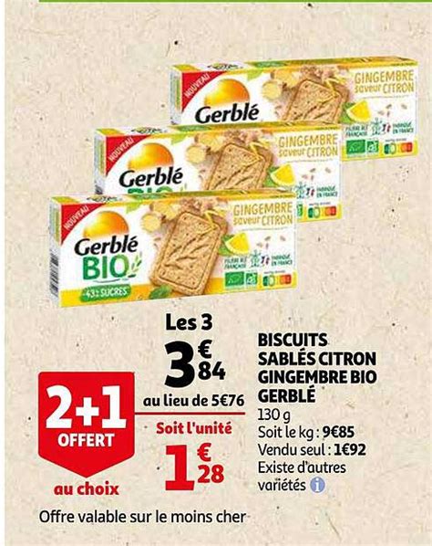 Promo Biscuits Sabl S Citron Gingembre Bio Gerbl Chez Auchan