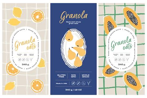 Premium Vector | Vector hand drawn food packaging label design template ...