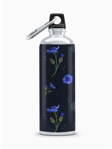 Vibrant Blue Flower Aluminum Sipper Bottle Ml Clip Cap Glossy