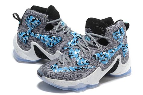 New Nike LeBron 13 “Camo” Grey Blue White Basketball Shoes , New Jordan ...