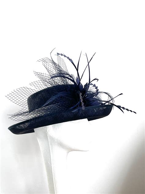 Navy Blue Hat Navy Mother Of The Bride Hat Navy Bow Etsy