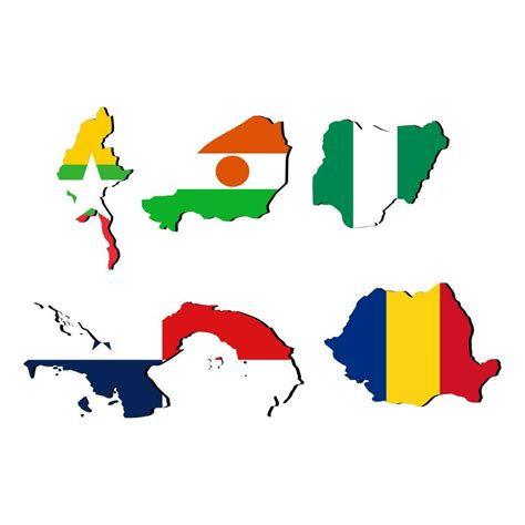 Set Of Country Map With Flag 28104208 Vector Art at Vecteezy