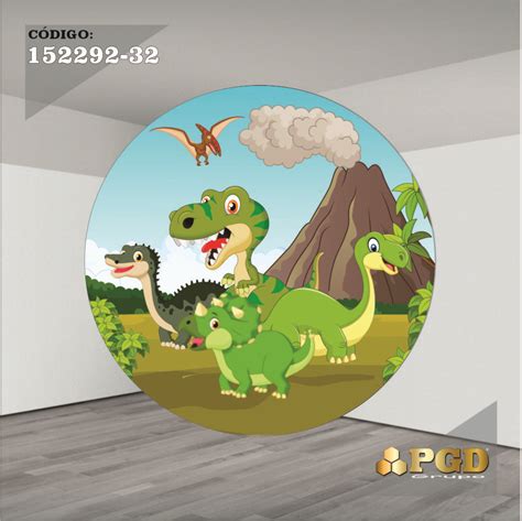 Painel Redondo X Mt Tema Dino Baby Modelo Tecido Em