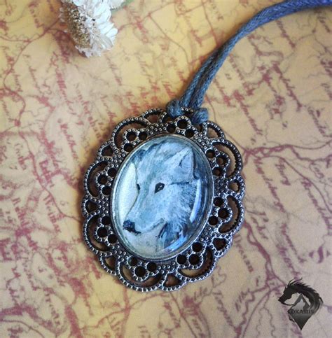 Wolf Cameo Hand Painted Cameowolfwolf Pendant Colgantes Camafeos