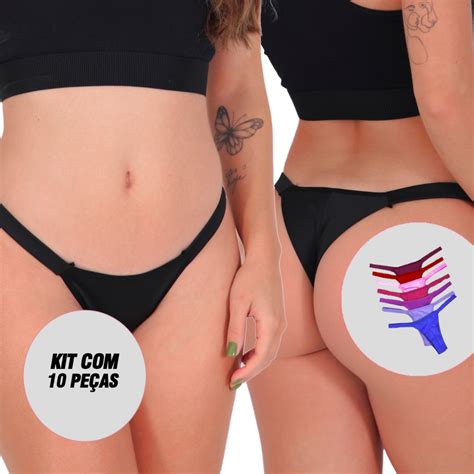 Kit Calcinhas Fio Duplo Biquini Microfibra Premium Tanga Tirinhas Lingerie Feminina