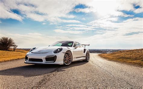 壁紙、空、ポルシェ、911 Car Tuning Vorsteiner 991 V Rt、白、自動車、ダウンロード、写真