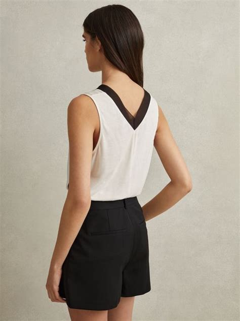 Reiss Pippa Silk Front Colourblock Vest Reiss Usa