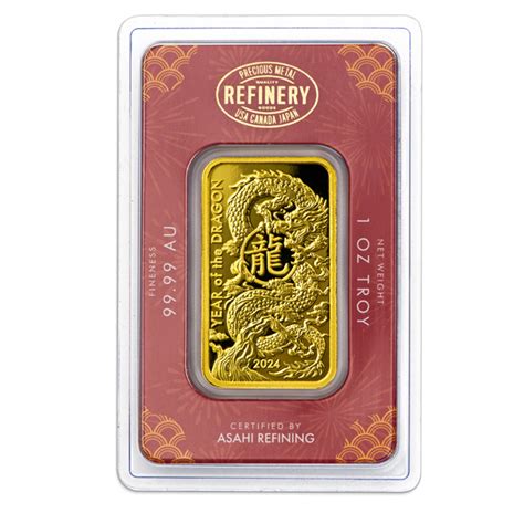 Buy The Asahi Oz Gold Lunar Dragon Bar In Assay Monument Metals